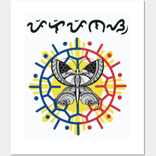 Tribal line Art Butterfly / Baybayin word Pilipinas (Philippines) Posters and Art